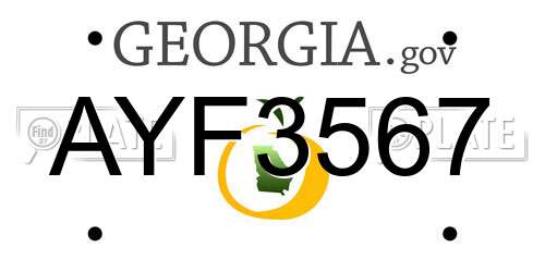 AYF3567 Georgia License Plate