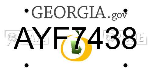 AYF7438 Georgia License Plate
