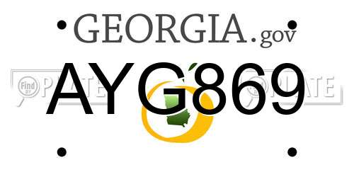 AYG869 Georgia License Plate