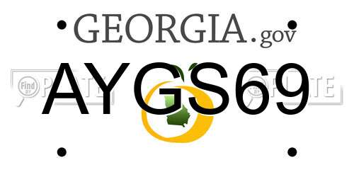 AYGS69 Georgia License Plate