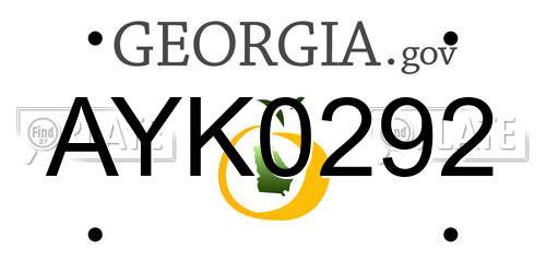 AYK0292 Georgia License Plate