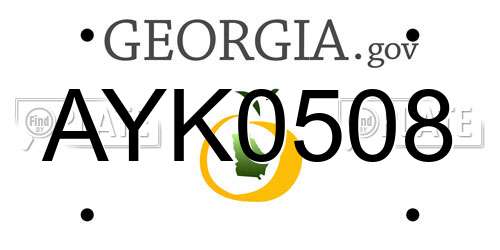 AYK0508 Georgia License Plate