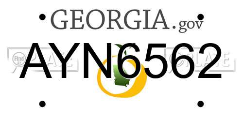 AYN6562 Georgia License Plate