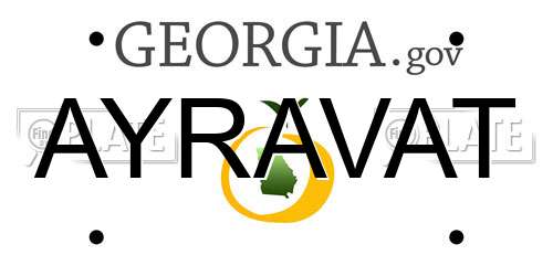 AYRAVAT Georgia License Plate