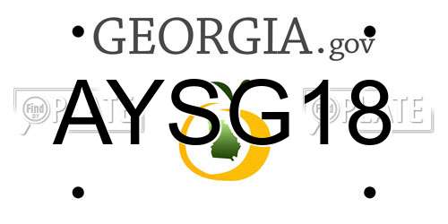 AYSG18 Georgia License Plate