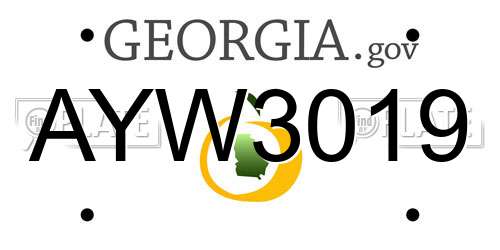 AYW3019 Georgia License Plate
