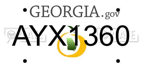 AYX1360 Georgia License Plate