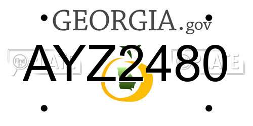 AYZ2480 Georgia License Plate