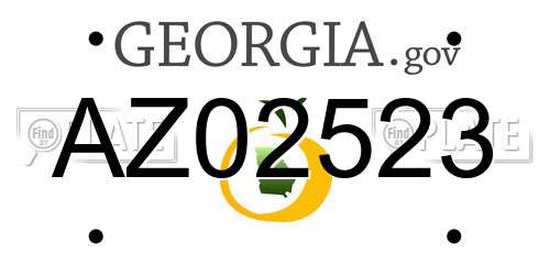 AZ02523 Georgia License Plate