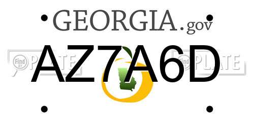 AZ7A6D Georgia License Plate