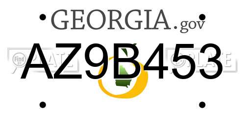 AZ9B453 Georgia License Plate