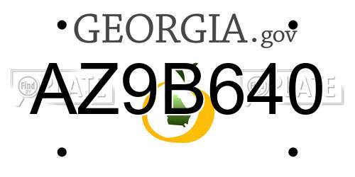 AZ9B640 Georgia License Plate