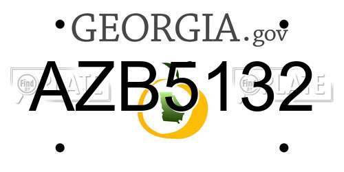 AZB5132 Georgia License Plate