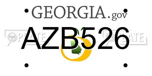 AZB526 Georgia License Plate
