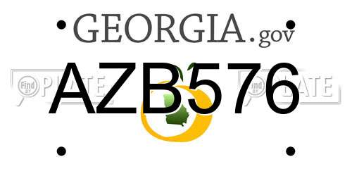 AZB576 Georgia License Plate