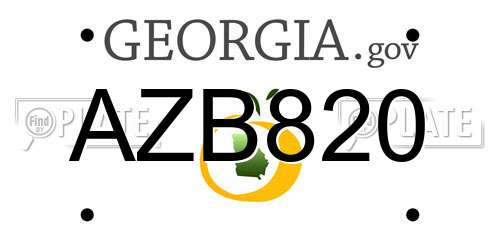 AZB820 Georgia License Plate