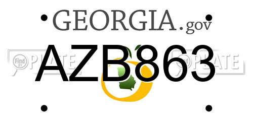 AZB863 Georgia License Plate