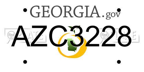AZC3228 Georgia License Plate