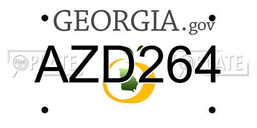 AZD264 Georgia License Plate
