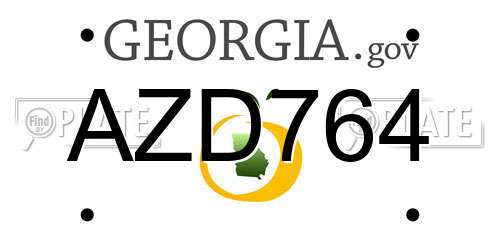 AZD764 Georgia License Plate