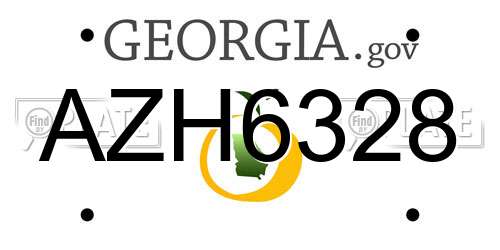 AZH6328 Georgia License Plate