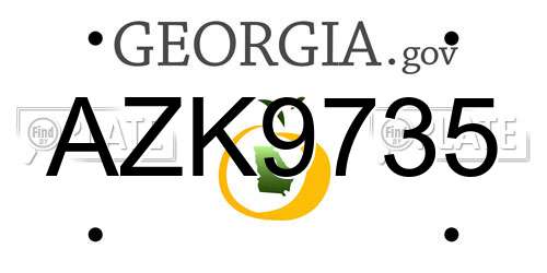 AZK9735 Georgia License Plate
