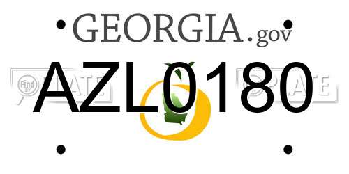 AZL0180 Georgia License Plate