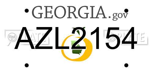 AZL2154 Georgia License Plate