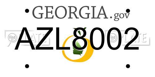 AZL8002 Georgia License Plate