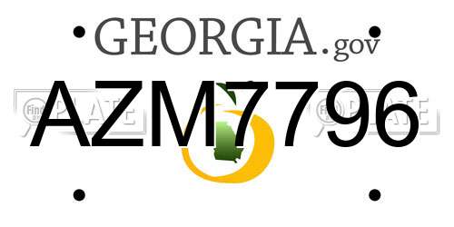 AZM7796 Georgia License Plate