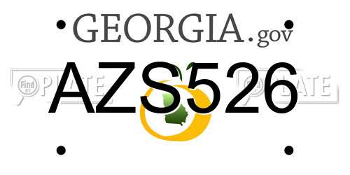 AZS526 Georgia License Plate
