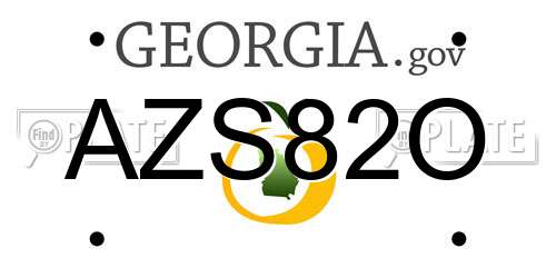 AZS82O Georgia License Plate