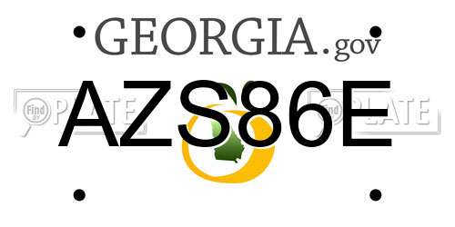 AZS86E Georgia License Plate