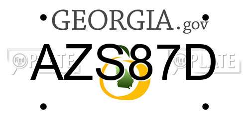 AZS87D Georgia License Plate