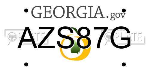 AZS87G Georgia License Plate