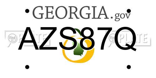 AZS87Q Georgia License Plate