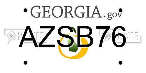 AZSB76 Georgia License Plate
