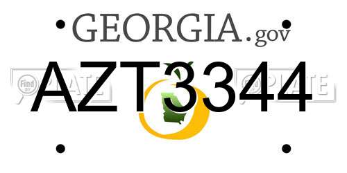 AZT3344 Georgia License Plate