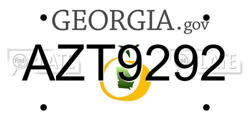 AZT9292 Georgia License Plate