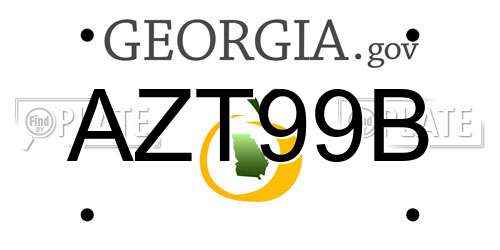 AZT99B Georgia License Plate