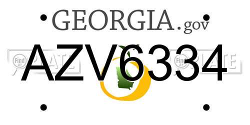 AZV6334 Georgia License Plate