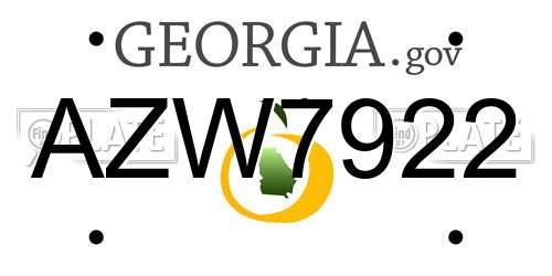 AZW7922 Georgia License Plate