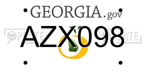 AZX098 Georgia License Plate