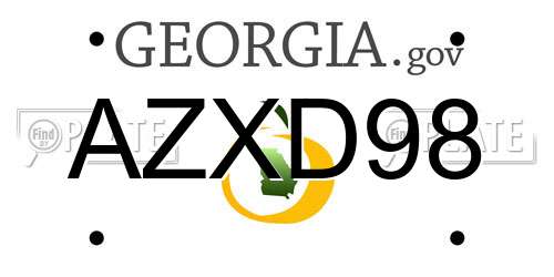 AZXD98 Georgia License Plate