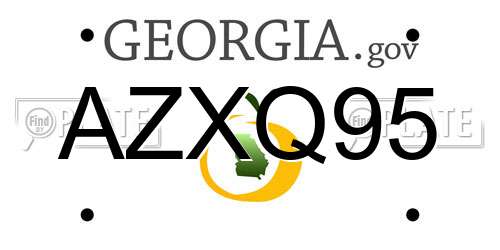 AZXQ95 Georgia License Plate