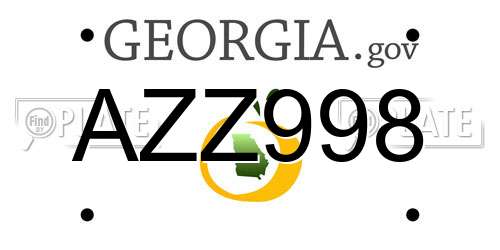 AZZ998 Georgia License Plate