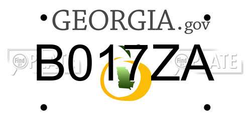 B017ZA Georgia License Plate