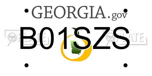 B01SZS Georgia License Plate