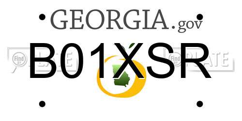 B01XSR Georgia License Plate