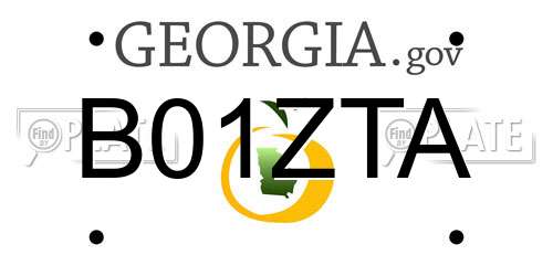 B01ZTA Georgia License Plate
